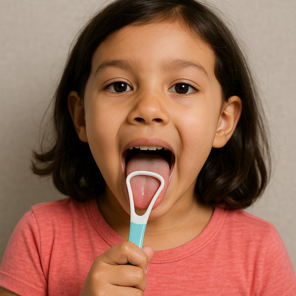 Child Scraping Tongue